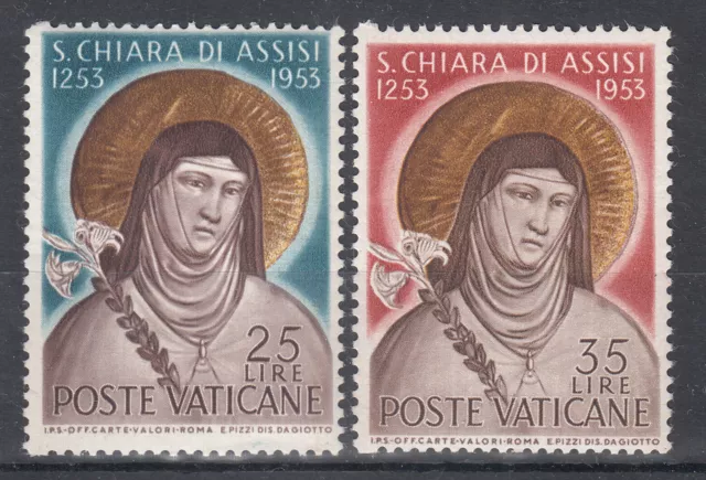 7) Vaticano 1953 "Santa Clara de Asís" Juego n.o 207 - 08 **. (4669)