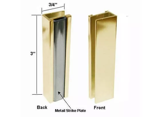 Bright Gold Shower Door U-Channel with Metal Strike