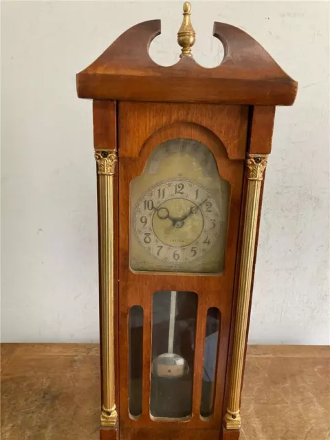 Vintage United  Electric Grandfather Pendulum Mantel Clock  Wood # 444 Works.