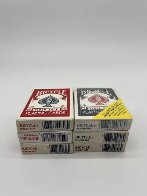 Lot of 6 Bicycle Rider Back Playing Cards 808 Red/Blue Sealed/Open NOS Used Good
