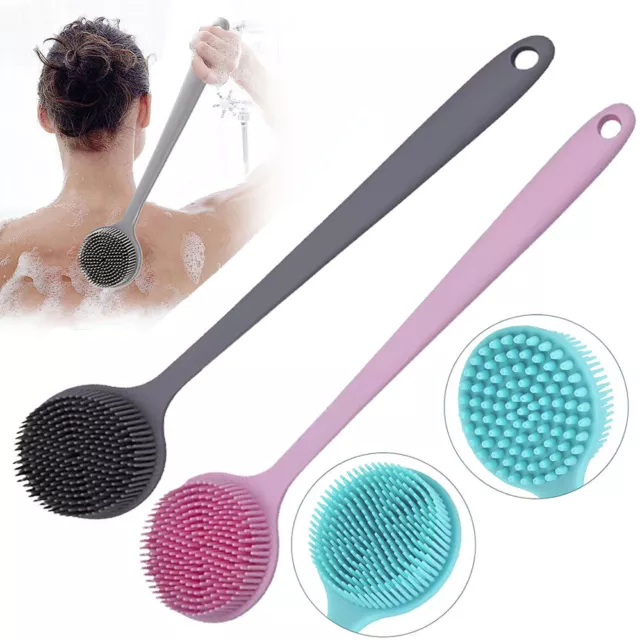 Back Scrubber Scrub Long Handle Shower Body Bath Brush Silicone Massage Brush