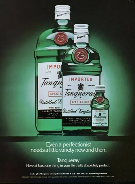 1987 TANQUERAY GIN Even a Perfectionist Needs Little Variety Now & Then PRINT AD