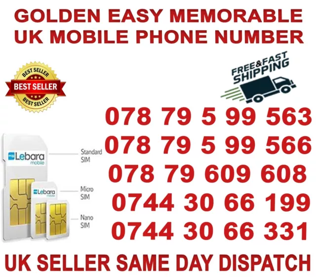 Numero Di Cellulare Vip Golden Easy Memorable Uk/Sim Platino (Lebara B 45)