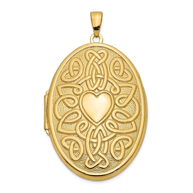 14k Yellow Gold 38mm Celtic Heart Oval Locket 14k Yellow Gold 38mm Celtic Heart Oval Locket