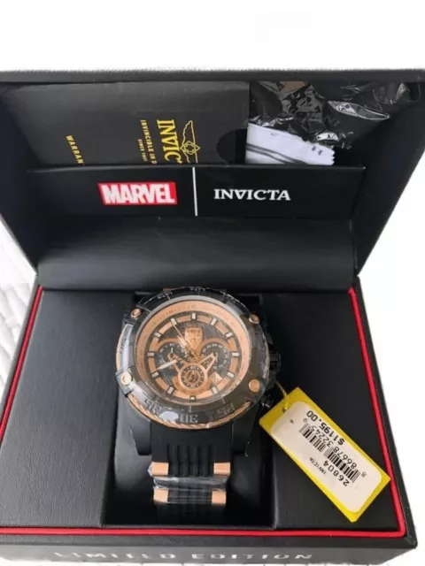 Invicta Marvel Black Panther Mens 52mm Limited Rose Gold Chronograph Watch 26804