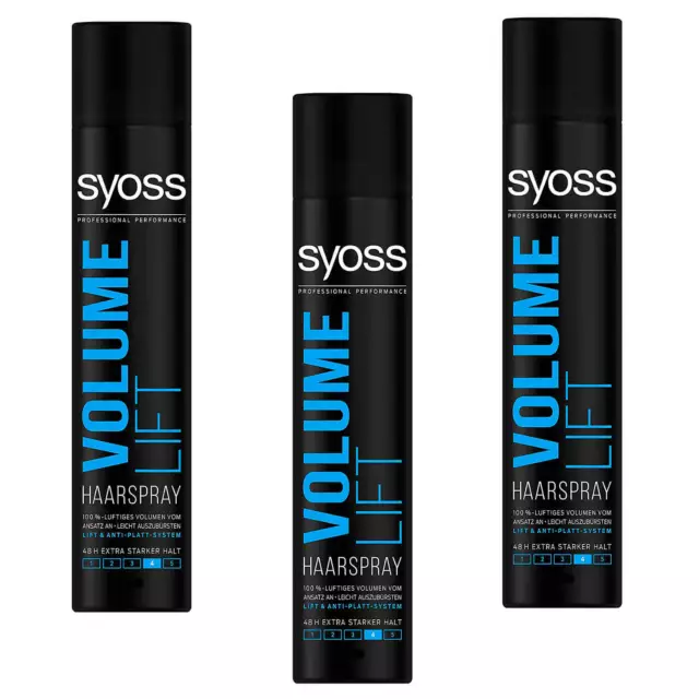 3x 75ml Syoss Volume Lift  48h Haarspray 100% luftiges Volumen vom Ansatz an