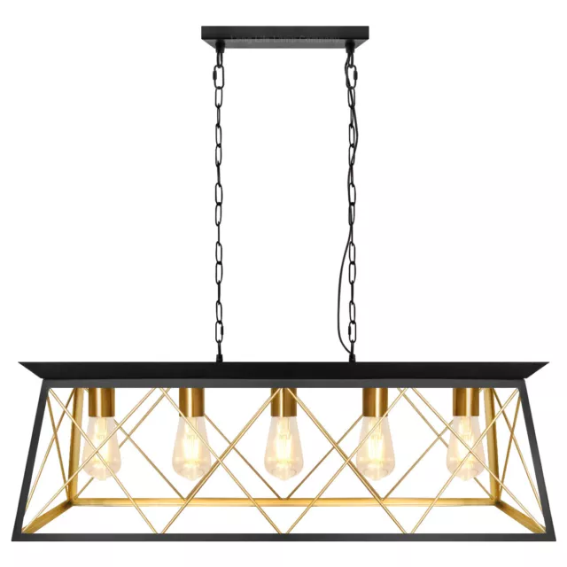 Large Vintage Black Hanging Ceiling Lantern Cage Brass Pendant Light H3116