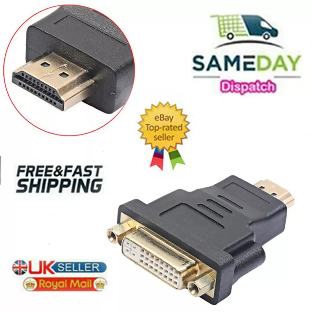 DVI-I FEMALE TO HDMI MALE ADAPTER CONNECTOR CONVERTER Gold Plated (24+5) Pin UK