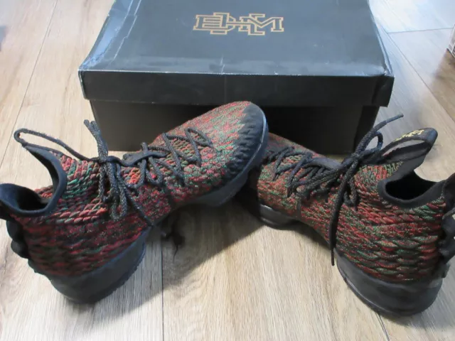 NIKE LEBRON 15 XV BHM Black Multicolor Red Green Mens Size 10 Rare