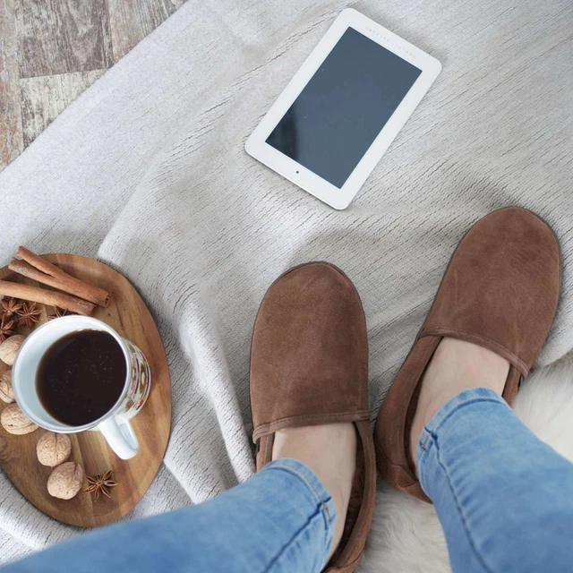 PANTOFOLE IN PELLE Di Agnello Emil Scarpe Uomo Merino Pelliccia Vera Pelle EUR 49,50 - IT - Foto 2