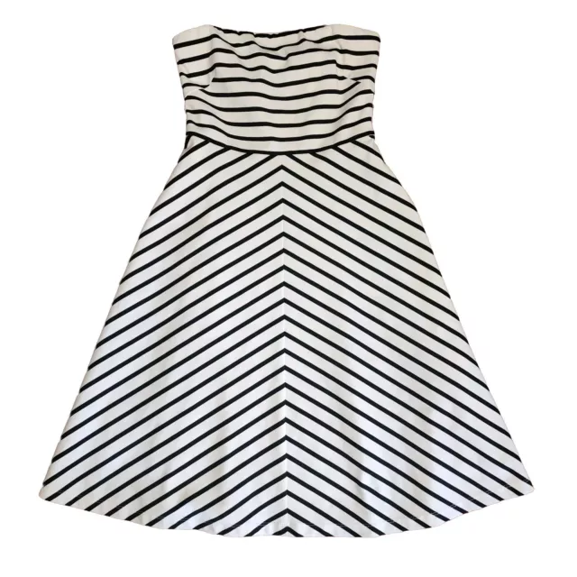 THE LIMITED Black White Striped Strapless Sleeveless Dress Womens Size M Medium