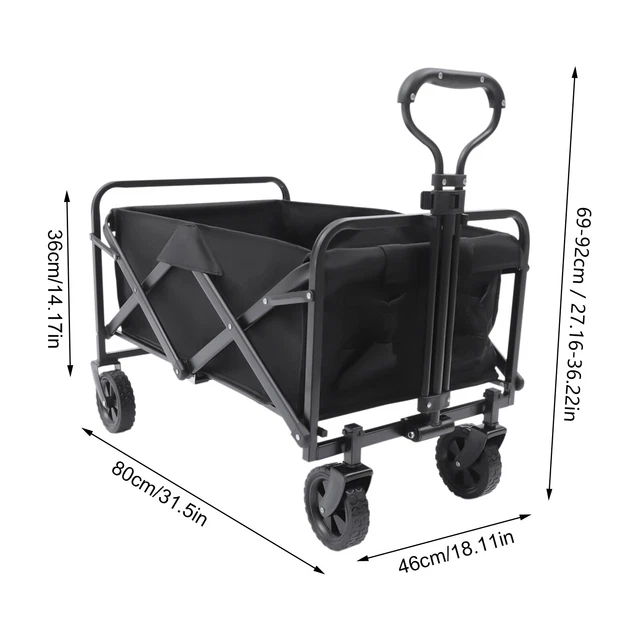 Chariot Pliable Beachtrekker LiFe – Pneus Pneumatiques – 100 Kg – Frein De Stationnement – Noir
