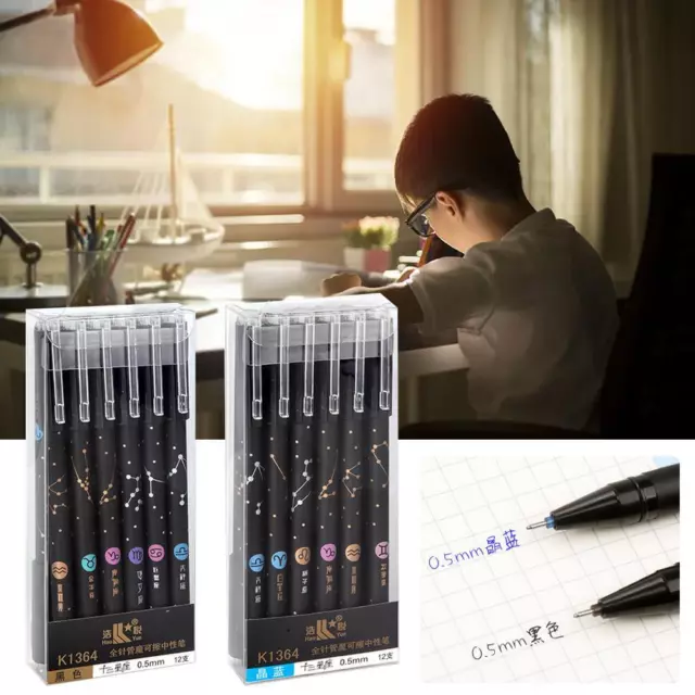 12pcs 0.5mm Erasable pen black gel ink pens set School students stationary set . 2