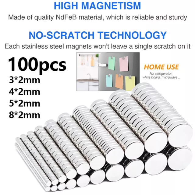 100PCS Super Strong Round Disc Neodymium Mini Fridge Magnets Rare Earth New