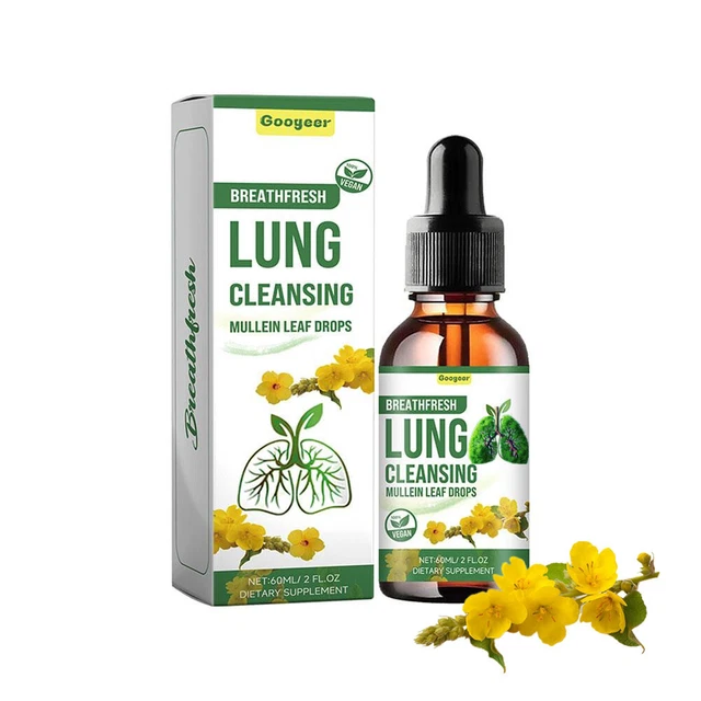 60ML LUNG CLEANSING Mullein Leaf Extract Drops Vegan Ingredients Health