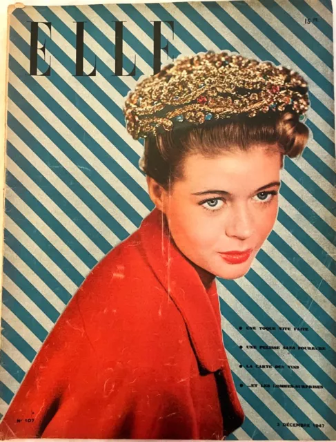 ELLE n° 107 du 2 Décembre 1947 ancienne revue de Mode Couture Tricot pour femme