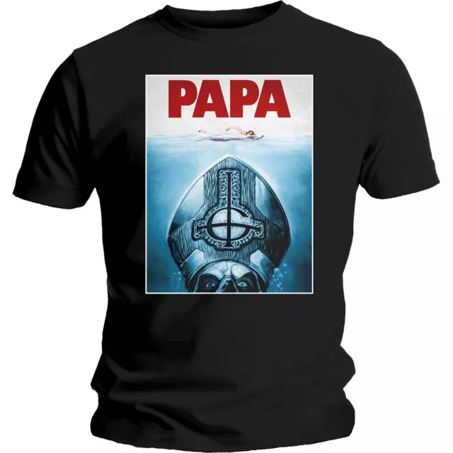 Official Ghost T Shirt Papa Jaws Black Mens Unisex Classic Rock Metal Tee New