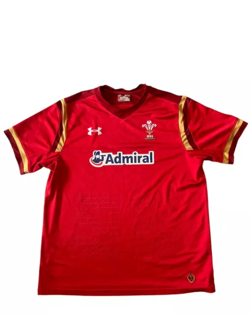 Wales Rugby Union Shirt Under Armour Mens Loose XL Red WRU 2015 2016 Cymru Welsh