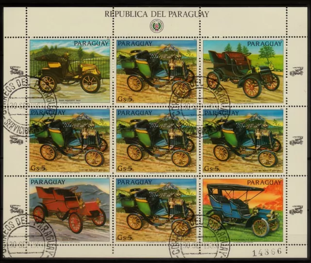 Kleinbogen  Paraguay 1983 MiNr.  3639 Auto , Oldtimer , car , coche gestempelt