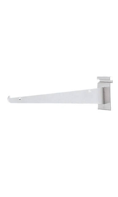 Wire Grid 12" Metal Shelf Bracket Fits 3" on Center Slat Grid Set of 2 White