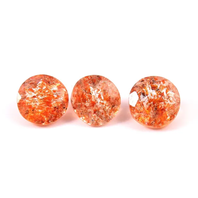 2.10 Cts Natural Sunstone Loose Gemstone Faceted Round Golden Red Jewelry