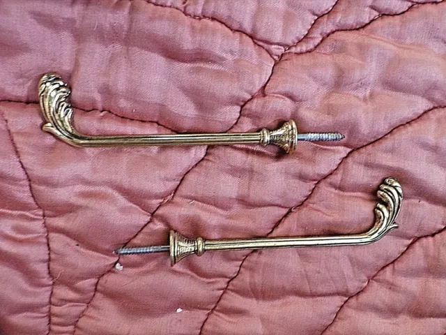 Pair of Old Tie Backs IN Rideaux-Feuille D'Acanthe-Bronze Doré-art Deco 3