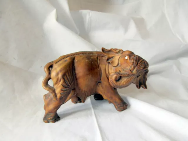 A Vintage Indian Wood Carved Elephant Figure