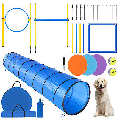 1 juego de equipo de agilidad para perros curso de entrenamiento de obstáculos para mascotas túnel juguetes de poste