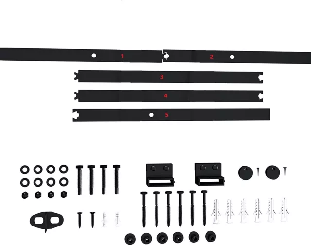 6.6 ft Sliding Barn Door I Type Hardware 5 Tracks Set with Handle & Roller 3