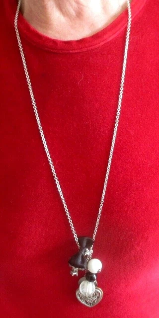 Collier Sautoir Rétro Grosses Perles Vertes Sur Ruban Satin - Bijou Vintage