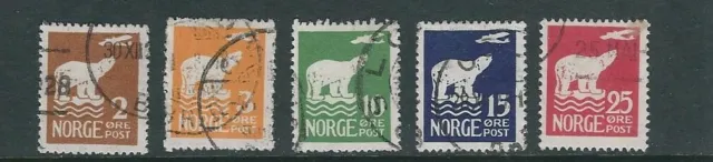 Norwegen 1925 Polar Bär ( Scott 104-105, 107-109) VF Gebraucht
