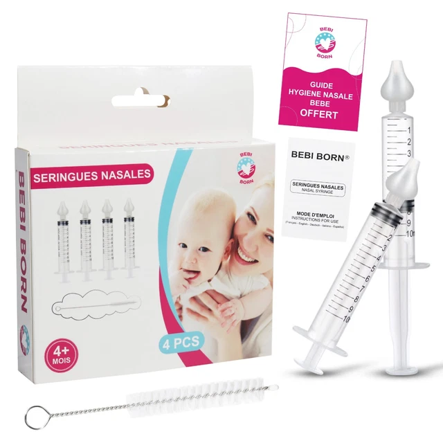Seringue Nasale Bebe Reutilisable 4 pcs Mouche Bebe Lavage Nez Nettoyage Nasal