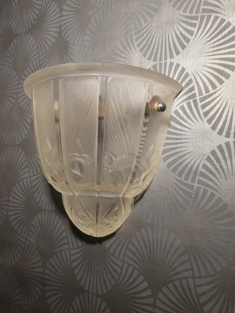 ancienne applique murale lampe art déco HETTIER & VINCENT vasque en verre lustre 10