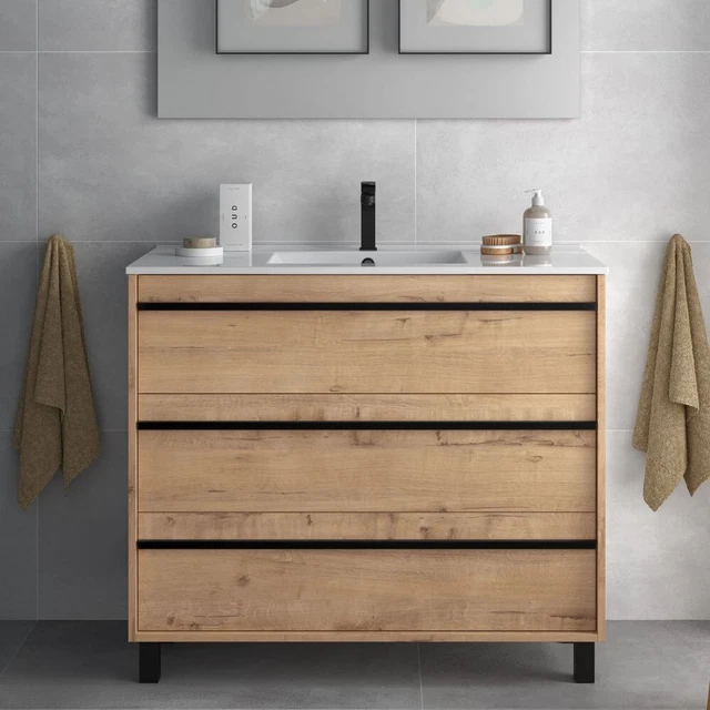 Mobili Bagno Mobile bagno Geco100 rovere ostippo con lavabo 3 cassetti 100x45x86
