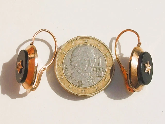 Boucles D'oreilles Anciennes Années 1930/40 - Plaqué Or Laminé, Fermoir Dormeuse - Occasion Bon état