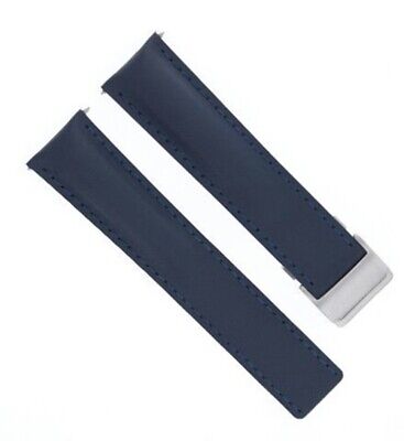 22Mm Leather Strap Smooth Band For Breitling Pilot Chrono 41 A17366D71O1S1 Blue
