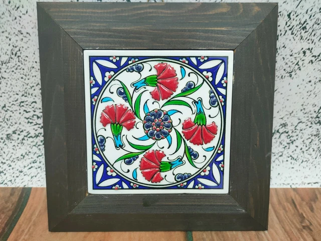 Handmade Handpainted Ceramic Turkish Tile Unique Ornament Wall Hanging Gift