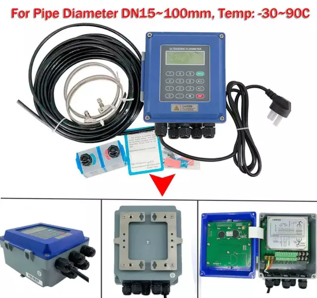 DN15-100mm TUF-2000B Ultrasonique Flow Mètre Liquid Débitmètre W/TS-2 Capteur
