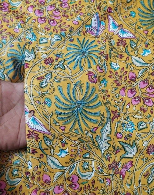 Tissu indien fait main de voile de coton d'impression de fleur de bloc de...