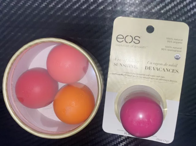 Eos Rachel Roy Lip Balm Holiday Limited Set 3 Pack & 1 Barbados Heat Wildberry