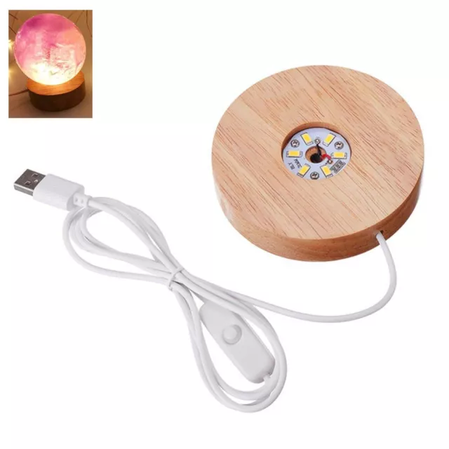 Wood Light Base Wooden Rechargeable LED Light Rotating Display Stand Lamp Holder