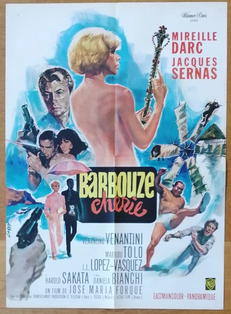 BARBOUZE CHERIE mireille darc affiche cinema originale 80x60 '66