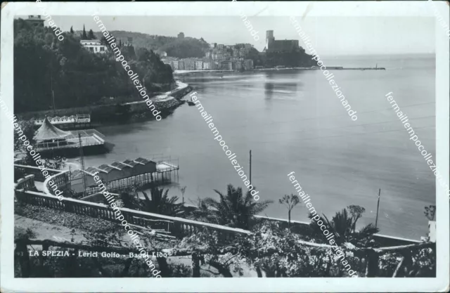 bs227 cartolina la spezia lerici golfo bagni lido  1937 liguria