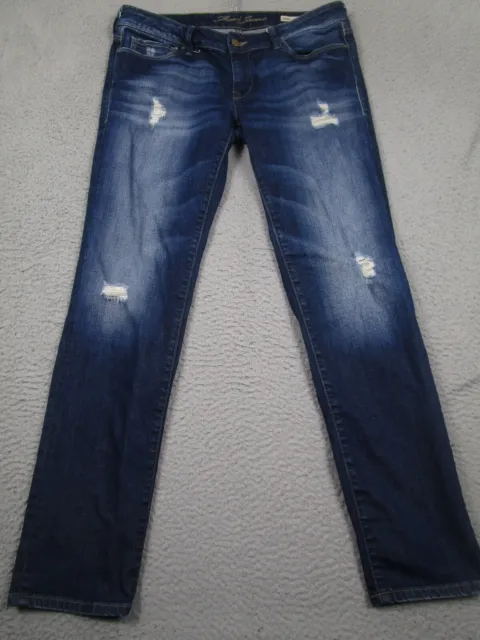 Mavi Jeans Womens 34 Blue Slim Boyfriend Distressed Denim Cotton Blend