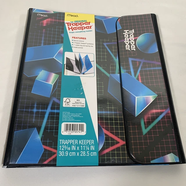Trapper Keeper Binder Retro Geometric Design 2 Folders Mead 12 3/16" x 11 1/4"