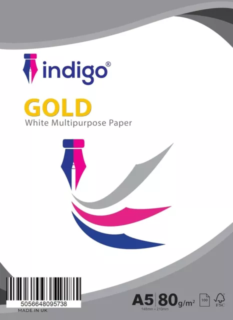 Indigo® A4 White Multipurpose Copier 80gsm Paper 100 Sheets Pack