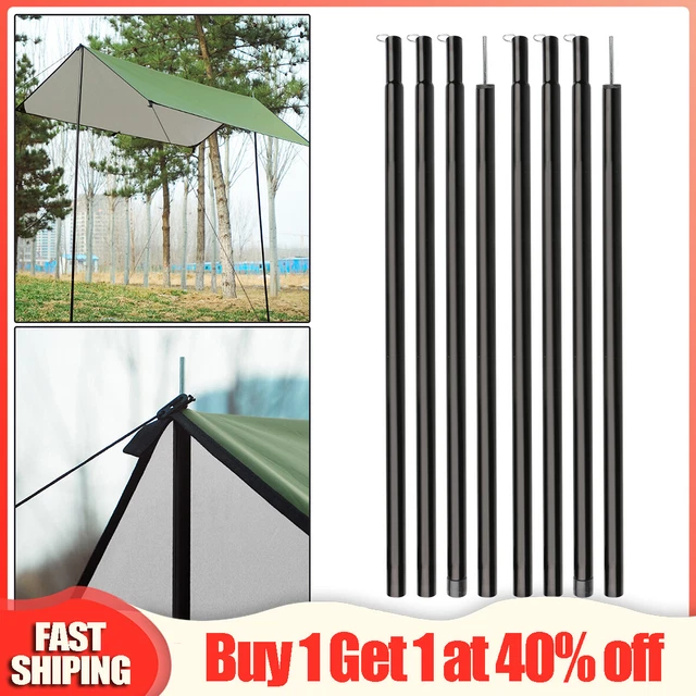 2x200cm Tent Poles Universal Telescopic Adjustable Steel Awning Canopy Tarp Pole