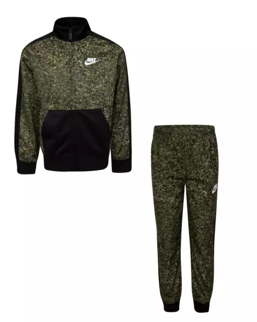 Nike Bambino Ragazzi Tuta da Ginnastica Giacca E Pantaloni Mimetico Verde Nero