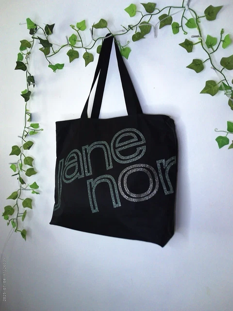 Tote Jane Norman School Bag JANE NORMAN Y2K Black Sequin Spellout