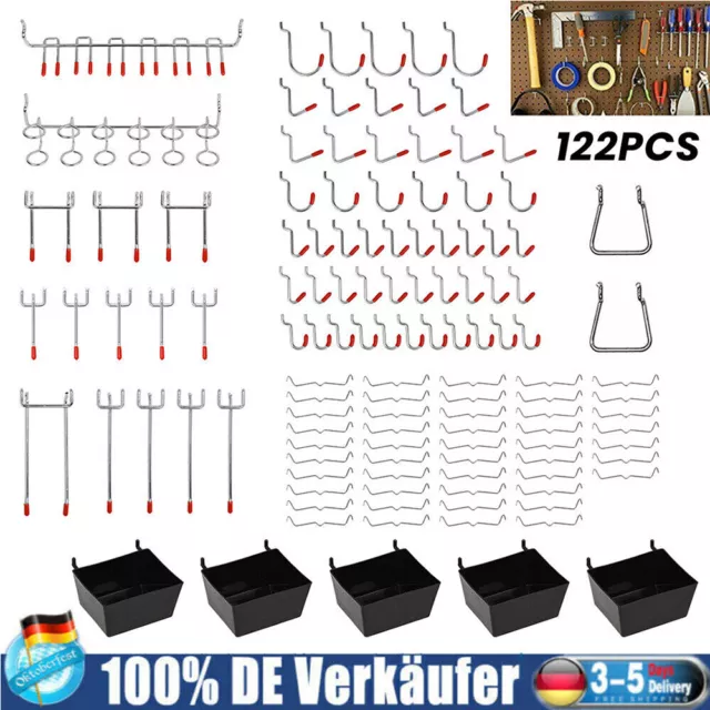 122Pcs Lochwandhaken Lochplattenhaken Lochwand werkzeughalter Wandhaken Hakenset